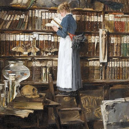 Edouard Mentha Maid Reading in a Library